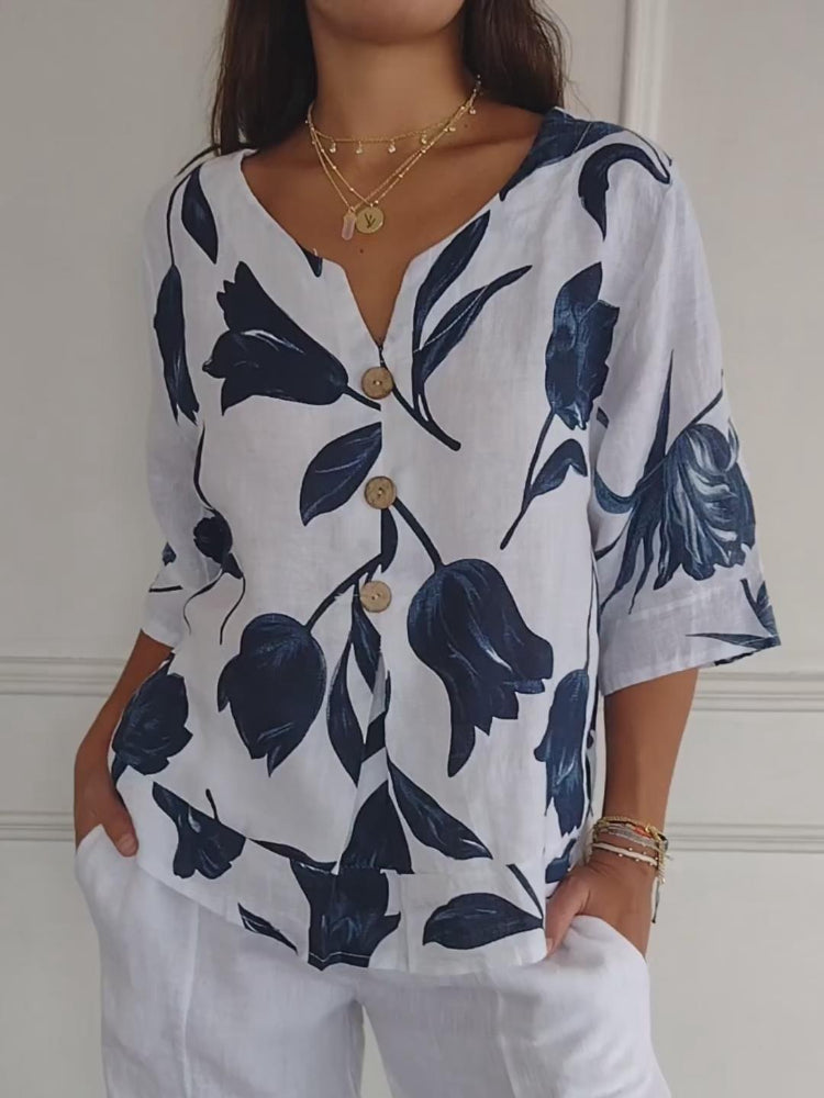Tabitha - Floral Button Blouse