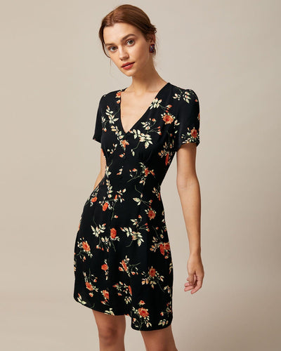 Diana | Neck Floral Button Up Dress