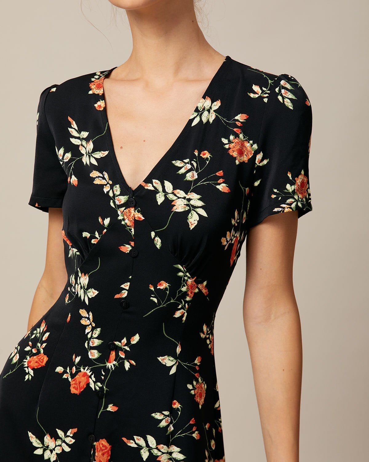 Diana | Neck Floral Button Up Dress